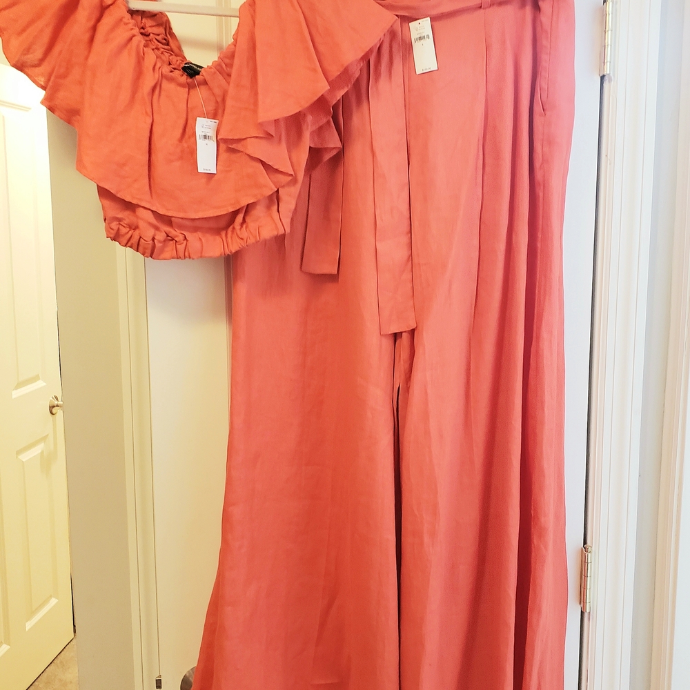 Banana Republic Orange Ruffle Top and Pants Set